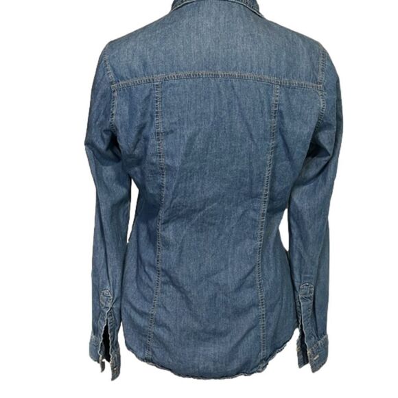 American Eagle American Blue Premium Denim 100% Cotton long sleeve top EUC - S - Picture 4 of 13